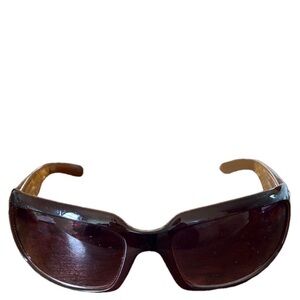 Dana Buchman Sunglasses Wrap Around Wide Stems Brown OS